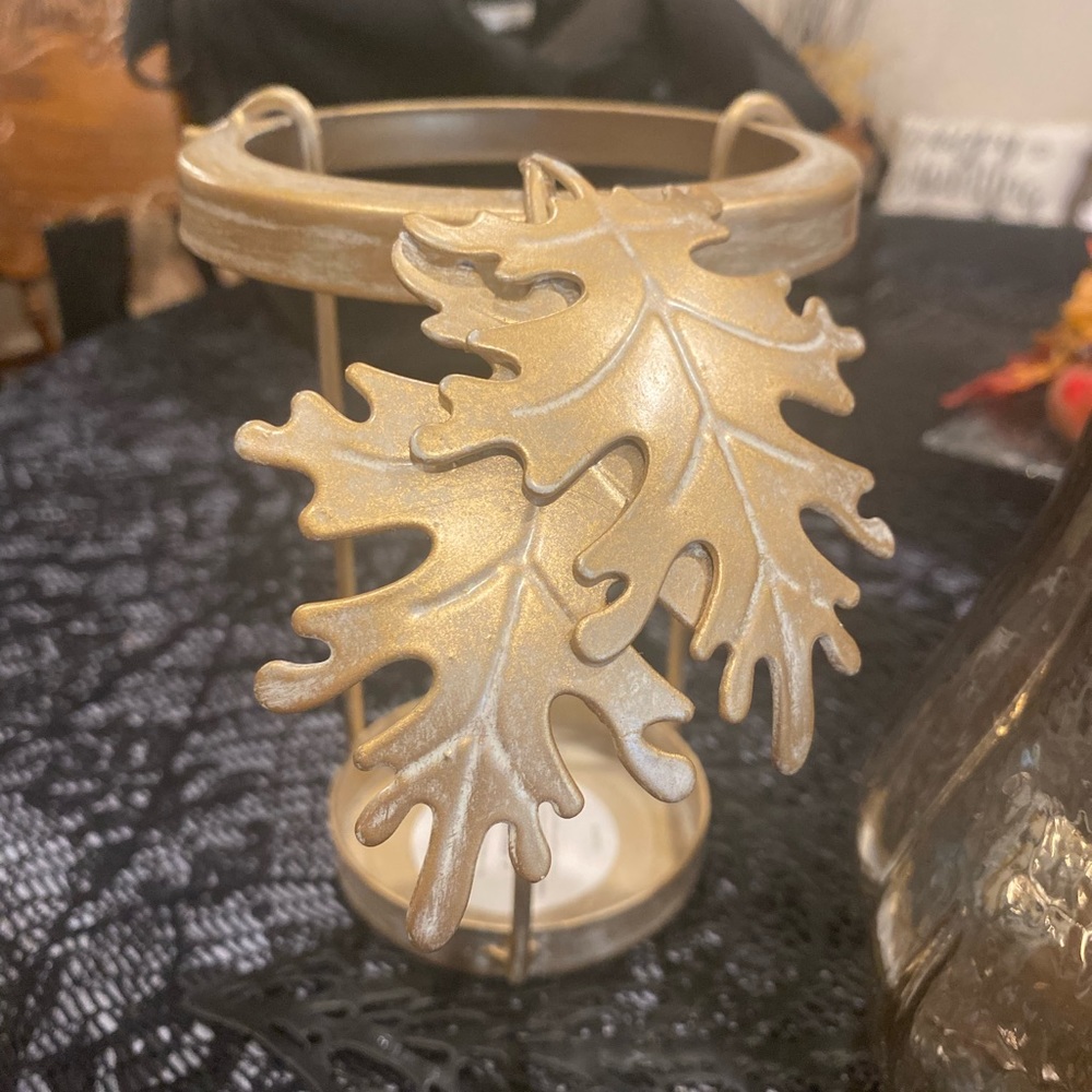 Pier1 Glass Pumpkin With Removable Metal Pillar Candle Holder - Picture 7 of 9